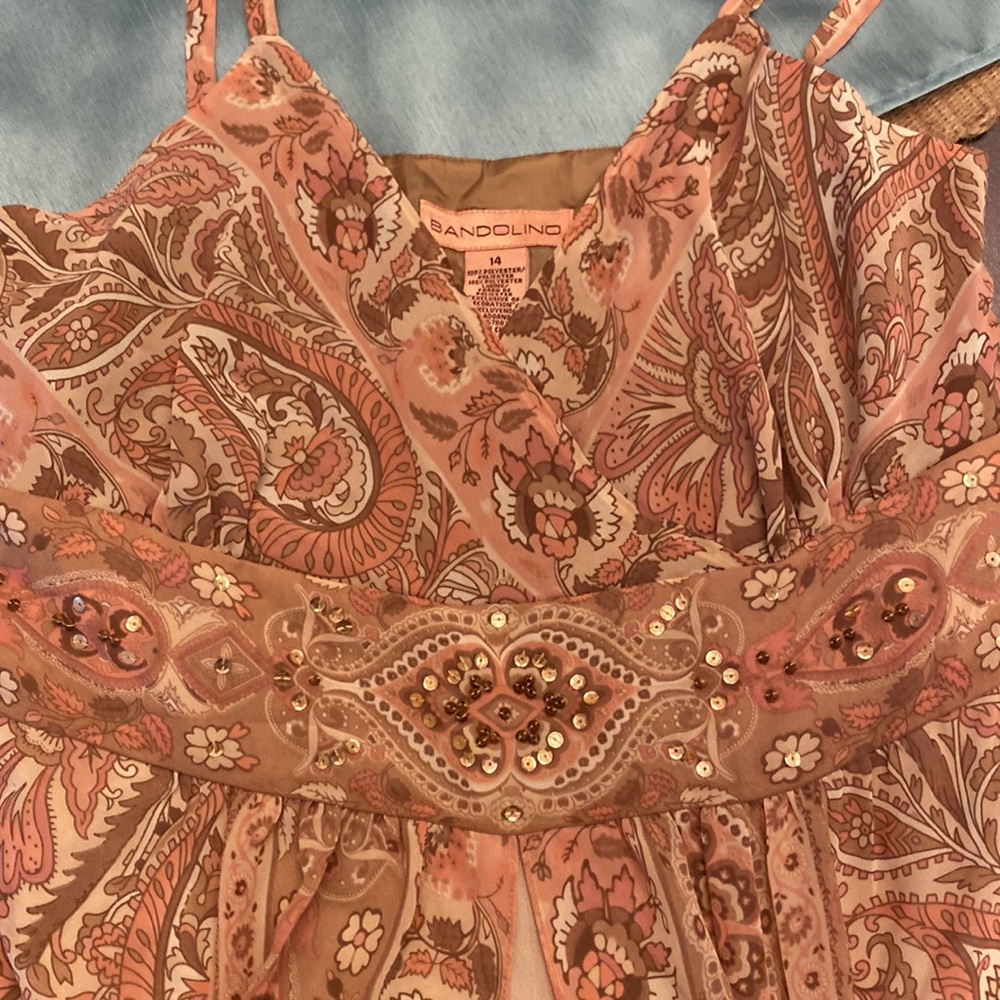 Bandolino spaghetti strap chiffon overlay dress. Size 14 - Picture 8 of 8